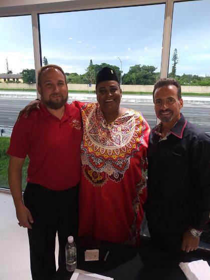 Left to Right - Jonathan Frank, Dr. Khalilah Camacho-Ali and Frank Barbatos June 2020 at The New Auto Toy Store Luxury Chamber and Republican Magazine Event