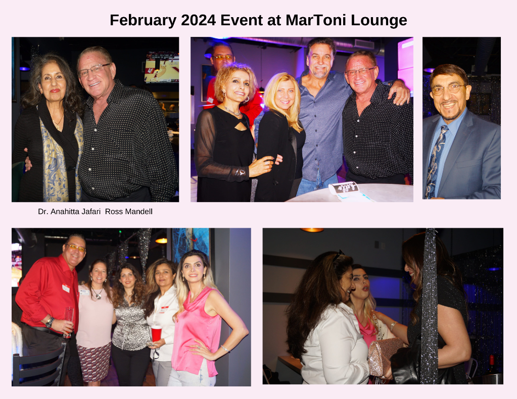 February 2024 Event Photos with Ross Mandell, Dr. Anahitta Jafari, Jay Parnassa Shapiro and Opera Tenor Andrea Garofalo at Luxe Lounge in Boca Raton