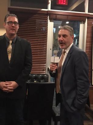 Jay Shapiro and Craig Pierson speaking at a Luxury Chamber of Commerce and Unicorn Childrens Foundation Networking Event, Temper Grille in Boca Raton, FL