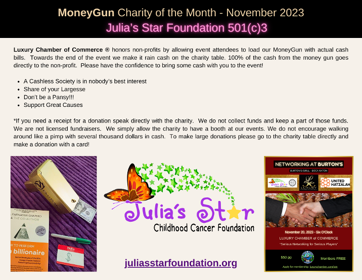 Money Gun Charity of the month program