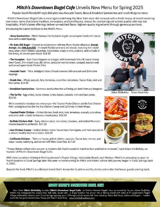 Mitch's Downtown Bagel Cafe in SOUTH FLORIDA magazine